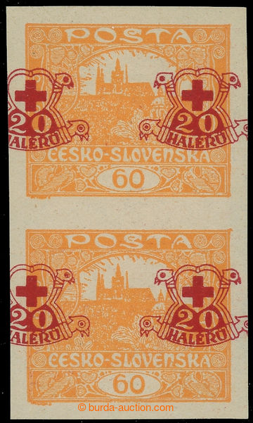 224484 -  PLATE PROOF  Hradčany 60h orange, vertical pair with shift