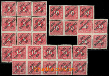 224606 -  BLOKY / Pof.72-74, 77, Small numerals, values 5h in blk-of-
