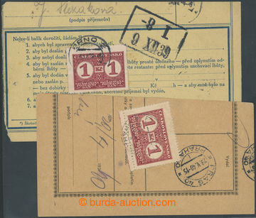 224988 - 1939-1940 comp. of 2 cut-squares from parcel dispatch-note w