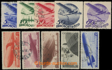 225139 - 1934 Mi.462z-466z, 483X-487X, 2 favourite air-mail sets; c.v