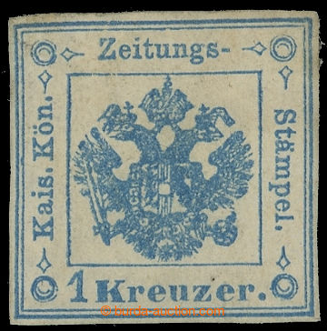 225144 - 1858 NEWSPAPER FISCAL STAMPS / ANK.2, Coat of arms 1 Kr blue