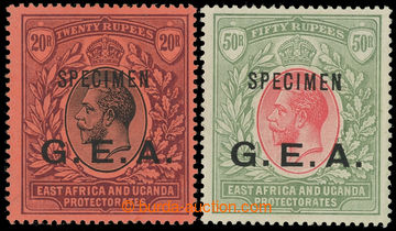 225148 - 1912 SG.59s * and  61s **, George V. 20Rs and 50Rs SPECIMEN,