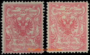 225158 - 1890 NOVINOVÉ KOLKOVÉ ZNÁMKY / ANK.9A,B, 2x Znak 25Kr, ob