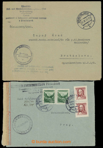 225172 - 1941-1944 EVAKUAČNÍ KOMISE / 2 dopisy, 1ks osvobozený od 