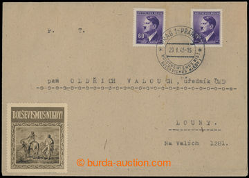 225218 - 1945 PR117, PRAGUE 1/ Bolshevism never!, letter with A. Hitl