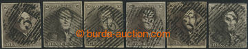 225331 - 1849 Mi.1, Leopold I. 10C (Epaulettes), selection of 6 stamp