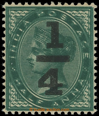 225425 - 1898 SG.110b, overprint Victoria ¼P/½A blue-green with DOU