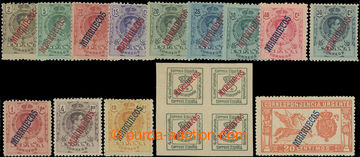 225447 - 1914 Mi.1-12, 13, 14, Alfons XIII. 2-10Pta + 4/4C and 20C; p