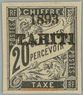 225496 - 1893 Yv.21, Doplatní 20C s přetiskem 1893/TAHITI; bezvadn