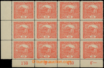 225520 -  Pof.7F STs+k, 15h bricky red, the bottom corner blk-of-12 w