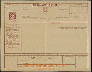 22555 - 1924 1924-CTÚ3 Telegram form with preprinted Sc.#71 A6.Perf