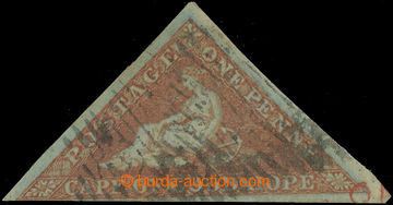 225629 - 1853 SG.3, Allegory Hope 1P brown-red, blued paper; very nic