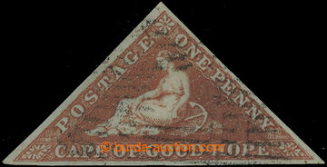 225630 - 1853 SG.1a, Allegory Hope 1P deep brick red, very blued pape
