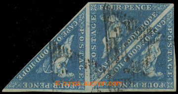 225632 - 1855 SG.6a, Allegory Hope 4P blue; very fine block-of-3, cat