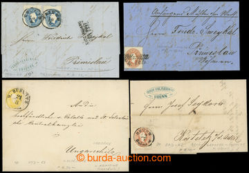 225775 - 1863-1862 4 folded letters with The 3rd issue., 1x with 2 Kr