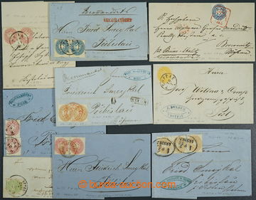 225779 - 1864-1867 13 folded letters with V. issue Eagle with rough p