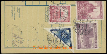 225872 - 1940 parcel dispatch card segment franked with. i.a. deliver