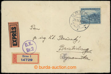 225902 - 1939 Registered and Express letter to Bratislava, franked wi