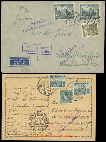 225904 - 1939-1941 DOPRAVA ZASTAVENA / Let-dopis do Chile, vyfr. zn. 