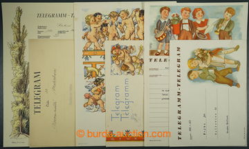 225968 - 1940 sestava 3ks použitých ozdobných telegramů s obálka