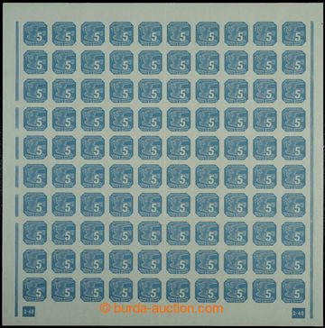 225979 - 1943 COUNTER SHEET / Pof.NV11, 5h blue (issue II.), 5x PŘER