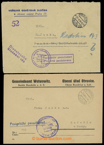 226004 - 1945 POŠTOVNÉ PAUŠALOVÁNO / sestava 2 služebních dopis