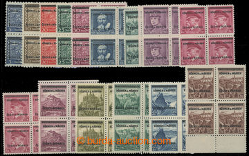 226014 - 1939 Pof.1-11, 13-16, values 5h - 3CZK in blocks of four, wi