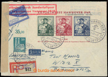 226035 - 1949 US+GB ZONE / Reg and airmail letter with Flugpost- Zula