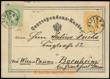 226083 - 1869 postcard 2 Kreuzer yellow uprated with Franz Joseph I. 