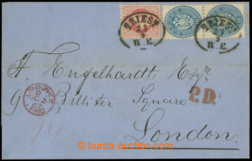 226084 - 1867 letter from Trieste to London with mixed franking Franz