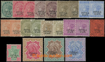 226168 - 1891 SG.13-31, Indian Victoria ½A - 5Rp with overprint PATI
