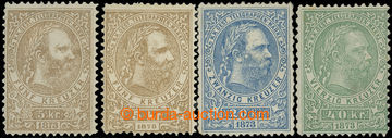 226194 - 1873 TELEGRAPH / ANK.1-3, 5(2x), Franz Joseph I. 5 Kreuzer w