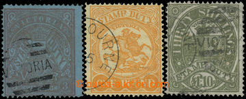 226197 - 1884 SG.244a, 259, 262a, Coat of arms £1 10sh deep grey oli