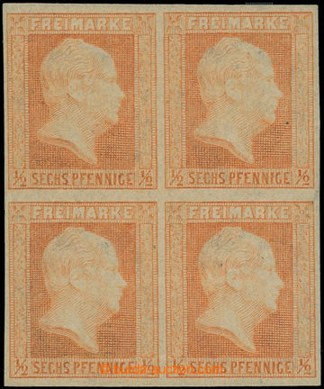 226207 - 1851 Mi.1, Friedrich Vilém IV. ½Sgr/6Pf, 4-blok (!), průs