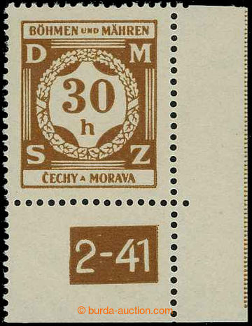 226299 - 1941 Pof.SL1 plate number, the first issue 30h brown, LR cor