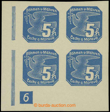 226394 - 1939 Pof.NV2, 5h modrá (I. vydání), levý rohový 4-blok 