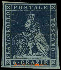 226397 - 1853- Sass.7d, Michel 7y, Lion 6Gr dark blue, unused; very f