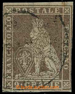 226398 - 1859 GOVERNO PROVVISORIO / Sass.16, Lion 9Gr brown violet; n