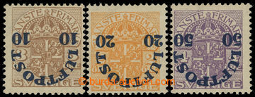 226482 - 1920 Mi.138XK-140XK; Airmail overprint 10-30 Öre on stamps 