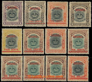 226522 - 1906 SG.11c-22, Crown with overprints BRUNEI and face-values
