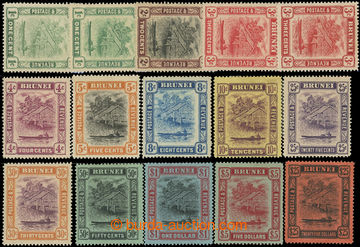 226523 - 1908 SG.34-48, Brunei River 1C-25$, průsvitka násobná CA;