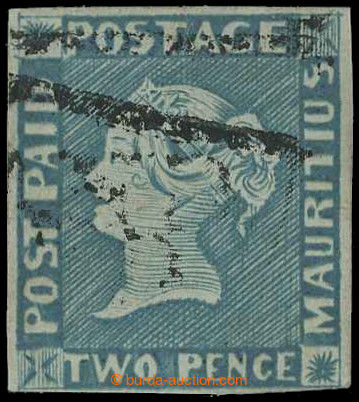 226526 - 1848-1859 SG.14, Modrý Mauritius POST PAID intermediate imp