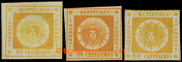 226549 - 1859 Mi.9a,b, 15a, Sol de Mayo 80Cts thin numeral(s) yellow 