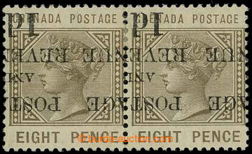 226557 - 1888 SG.46b, pair Victoria 8P grey-brown with INVERTED overp
