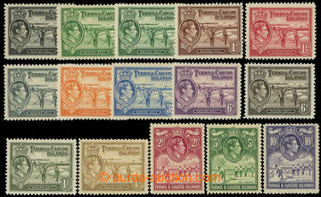 226589 - 1938 SG.194-205, George VI. 1/4P-10Sh, incl. 1/2P yellow-gre
