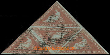 226703 - 1853 SG.1, Alegorie 1P pale brick red, silně namodralý pap
