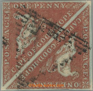 226706 - 1853 SG.1a, Alegorie 1P deep brick-red, silně namodralý pa