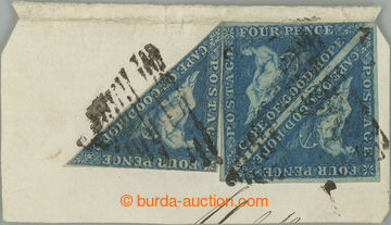 226711 - 1853 SG.2, Allegory 4P deep blue, blued paper, pair and sing