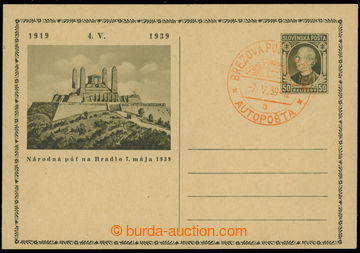 226877 - 1939 CDV1, Hlinka 50h - Bradlo, Un, orange special postmark 