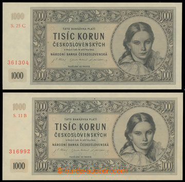 227017 - 1945 Ba.78, 1000Kčs 1945, comp. 2 pcs of SPECIMEN (3 vertic